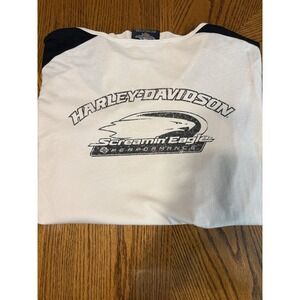 Women's Harley Davidson Screamin' Eagle Long Sleeve Henley Large Fitting Light